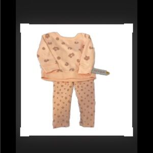Peach and leopard print sweatshirt and rubbed legging pant suit.